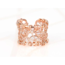 ANILLO RECUBRIMIENTO DE ORO ROSA TEJIDO LISO