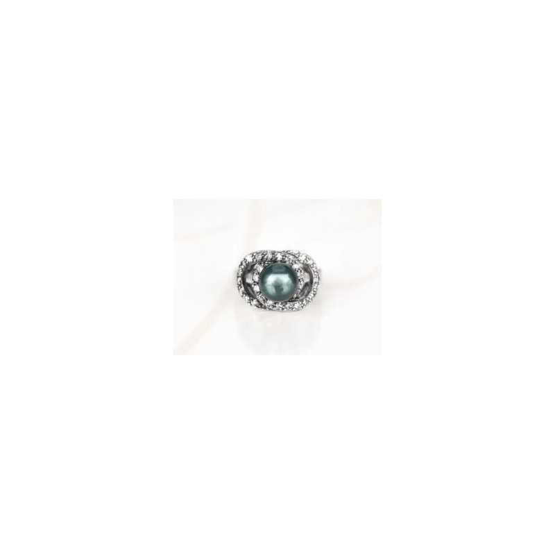 ANILLO RECUBRIMIENTO DE RODIO CIRCULOS ZIRCONIA PERLA