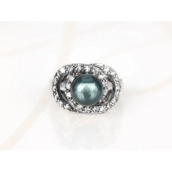 ANILLO RECUBRIMIENTO DE RODIO CIRCULOS ZIRCONIA PERLA