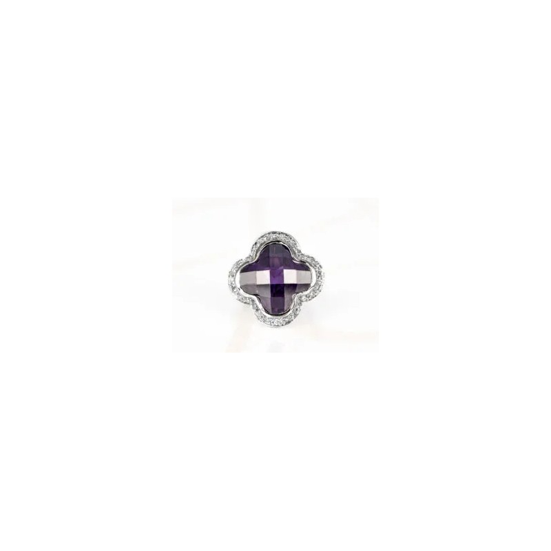 ANILLO RECUBRIMIENTO DE RODIO FLOR ZIRCONIA CRISTAL