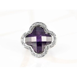 ANILLO RECUBRIMIENTO DE RODIO FLOR ZIRCONIA CRISTAL