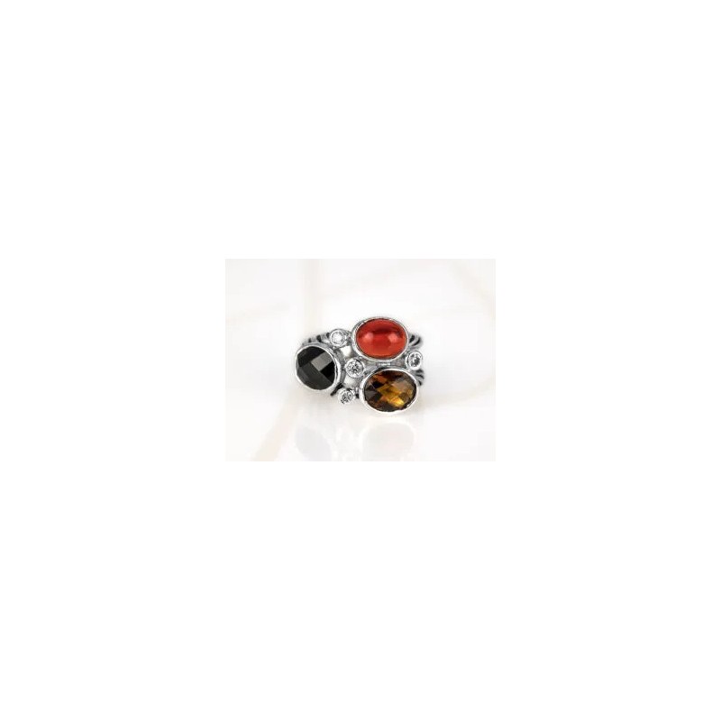 ANILLO RECUBRIMIENTO DE RODIO OVALOS PAVONADO CRISTAL