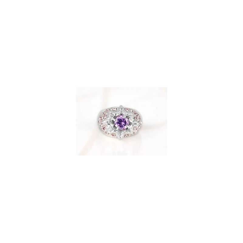 ANILLO RECUBRIMIENTO DE RODIO RELIEVE ESTRELLA ZIRCONIA