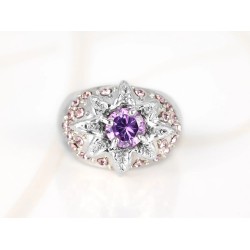 ANILLO RECUBRIMIENTO DE RODIO RELIEVE ESTRELLA ZIRCONIA
