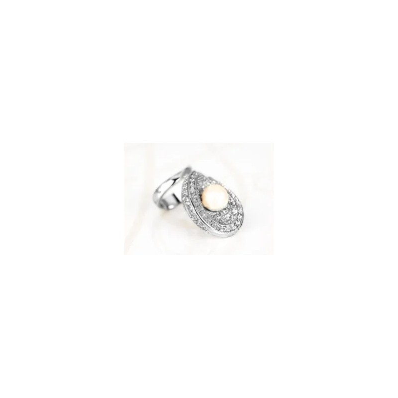 ANILLO RECUBRIMIENTO DE RODIO TULIPAN PERLA ZIRCONIA