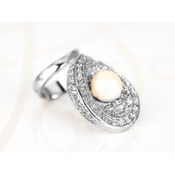 ANILLO RECUBRIMIENTO DE RODIO TULIPAN PERLA ZIRCONIA