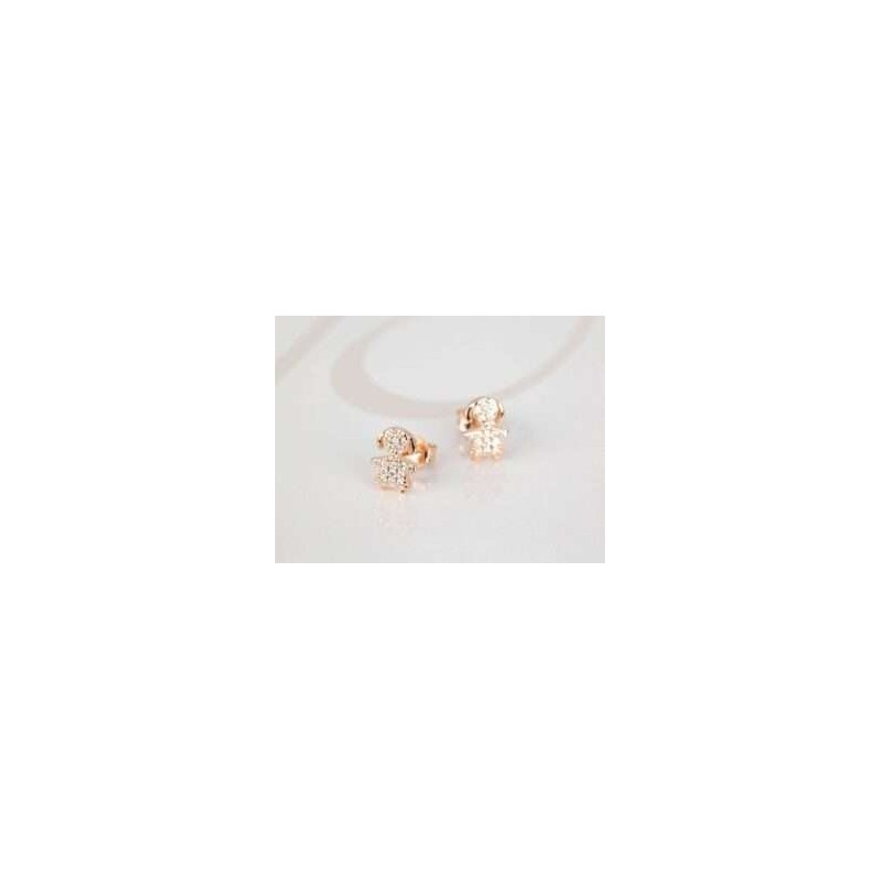 BROQUEL PLATA NIÑA ZIRCONIA ORO ROSA