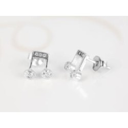 BROQUEL PLATA NOTA MUSICAL ZIRCONIA