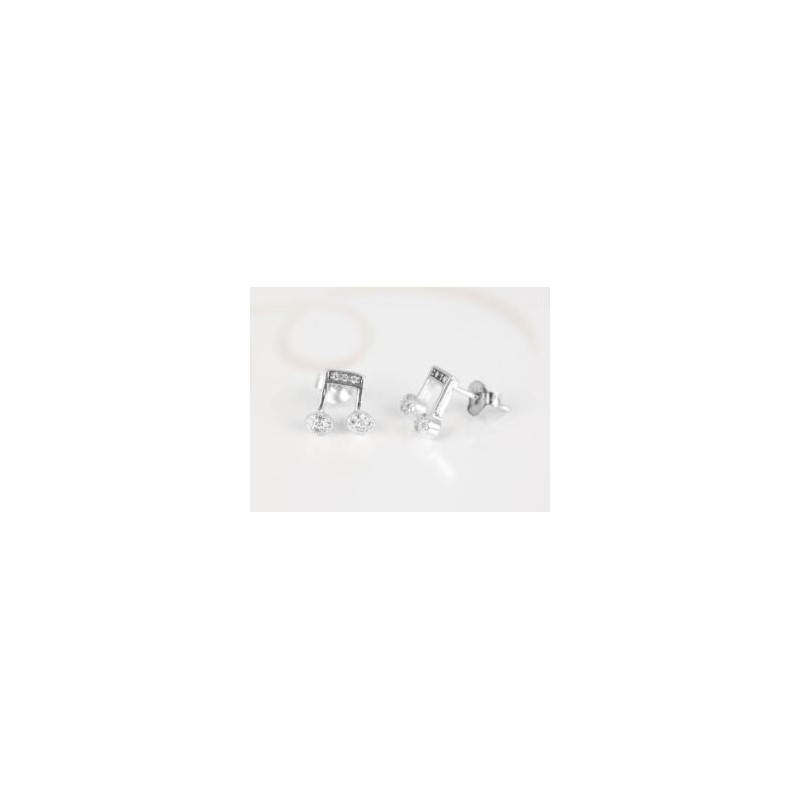 BROQUEL PLATA NOTA MUSICAL ZIRCONIA