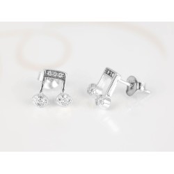 BROQUEL PLATA NOTA MUSICAL ZIRCONIA