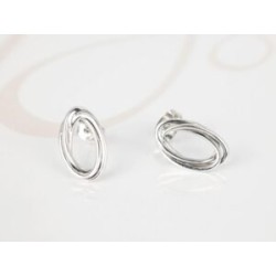 BROQUEL PLATA OVALOS ENTRELAZADOS LISO