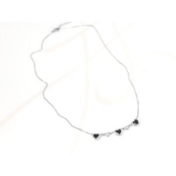 COLLAR CON DIJE BISUTERIA CORAZONES NEGROS CADENA