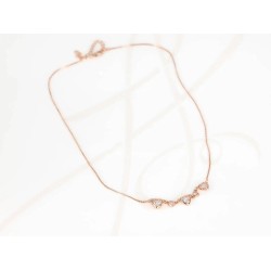 COLLAR CON DIJE BISUTERIA CORAZONES BLANCOS CADENA