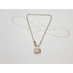 COLLAR CON DIJE CANDADO ZIRCONIA ORO 10K