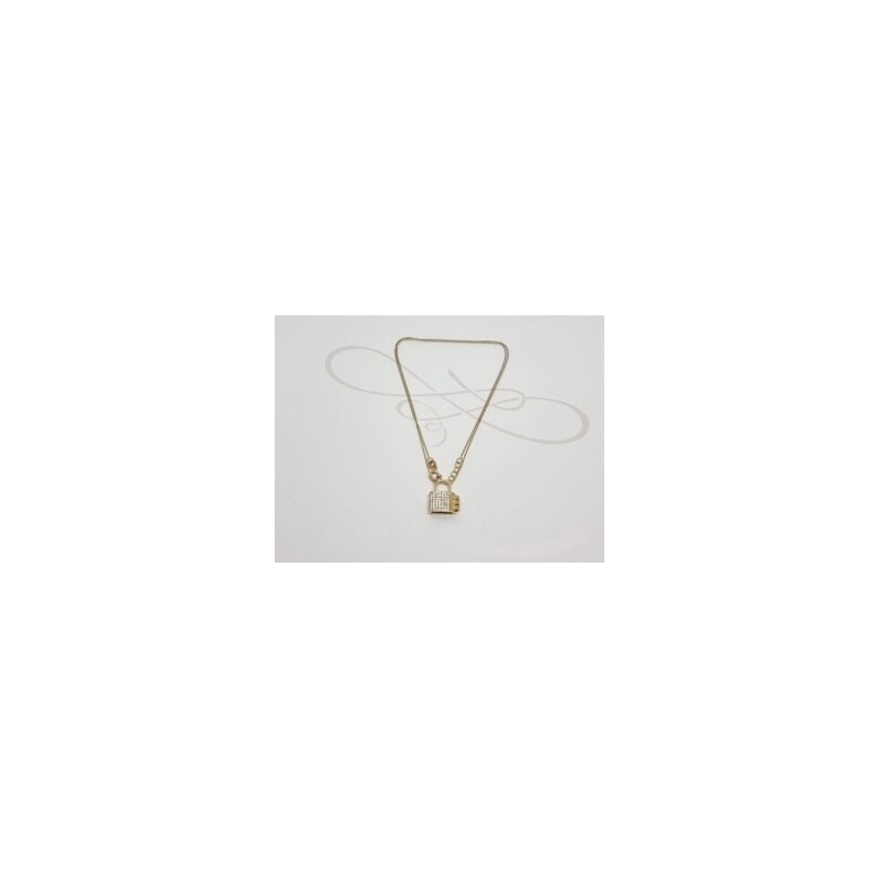 COLLAR CON DIJE CANDADO ZIRCONIA ORO 10K