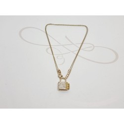 COLLAR CON DIJE CANDADO ZIRCONIA ORO 10K