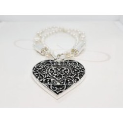 COLLAR CON DIJE CORAZON ELECTROFORMADO PERLAS