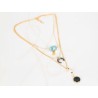 COLLAR CON DIJE ORO LAMINADO LUNA PIEDRA PERLA