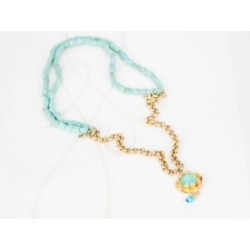 COLLAR CON DIJE ORO LAMINADO TRIPLE CADENA PIEDRA