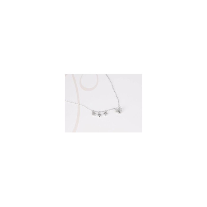 COLLAR CON DIJE PLATA CORAZON Y GOTAS ZIRCONIA CADENA
