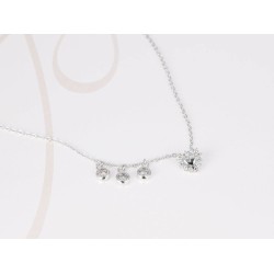 COLLAR CON DIJE PLATA CORAZON Y GOTAS ZIRCONIA CADENA