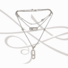 COLLAR CON DIJE PLATA RODIZADA COLLAR DOBLE TOPACIO BLANCO