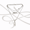 COLLAR CON DIJE PLATA RODIZADA COLLAR DOBLE TOPACIO BLANCO