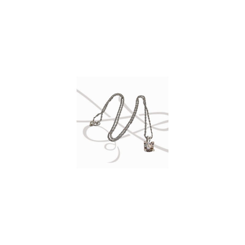 COLLAR CON DIJE PLATA RODIZADA CUADRADO CERTIFICADO MOISSANITE