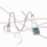 COLLAR CON DIJE PLATA RODIZADA DOBLE HALO BLUE DIAMOND