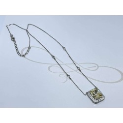 COLLAR CON DIJE PLATA RODIZADA RECTANGULAR CON HALO