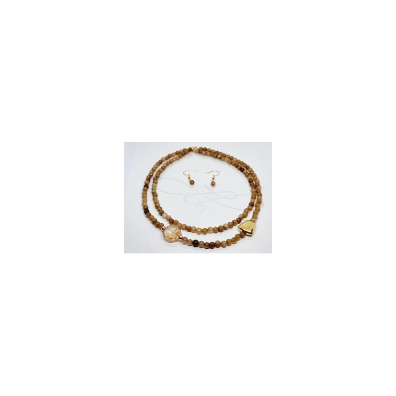 COLLAR DOBLE SENCILLO ÁGATA CAFÉ