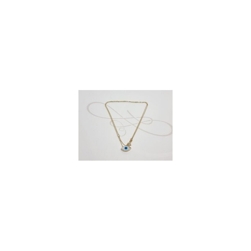 COLLAR OJO TURCO MADRE PERLA ORO 10K