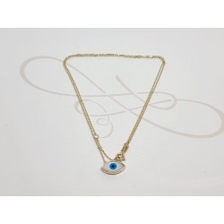 COLLAR OJO TURCO MADRE PERLA ORO 10K