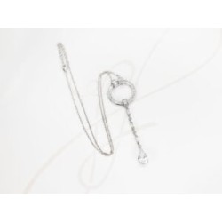 COLLAR PLATA RODIZADA CIRCULO PENDULO TOPACIO BLANCO