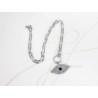 COLLAR PLATA RODIZADA OJO TURCO GRANDE TOPACIO BLANCO CON ZAFIRO