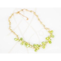 COLLAR SIN DIJE ORO LAMINADO GOTAS BOLITAS CRISTAL
