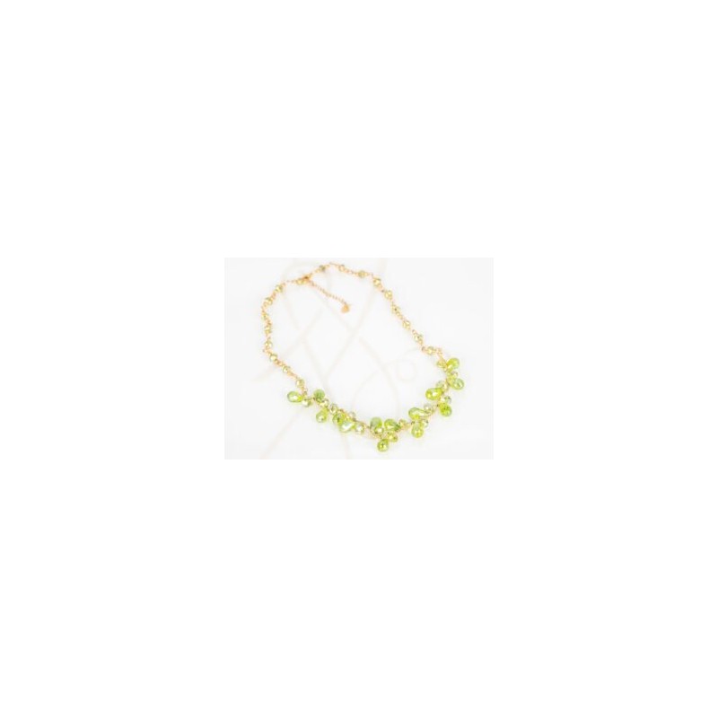 COLLAR SIN DIJE ORO LAMINADO GOTAS BOLITAS CRISTAL
