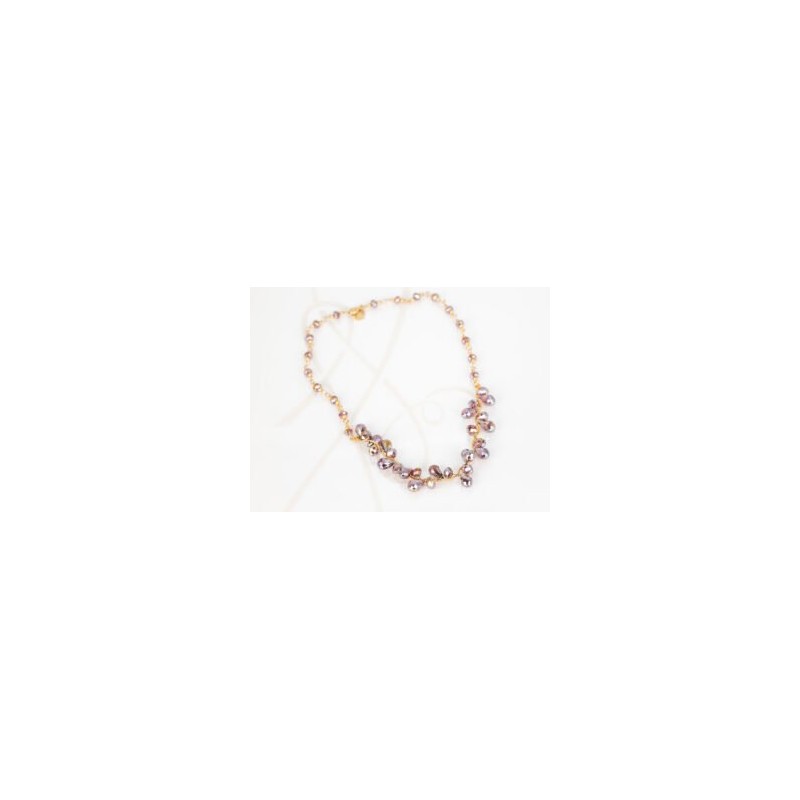 COLLAR SIN DIJE ORO LAMINADO GOTAS CRISTAL