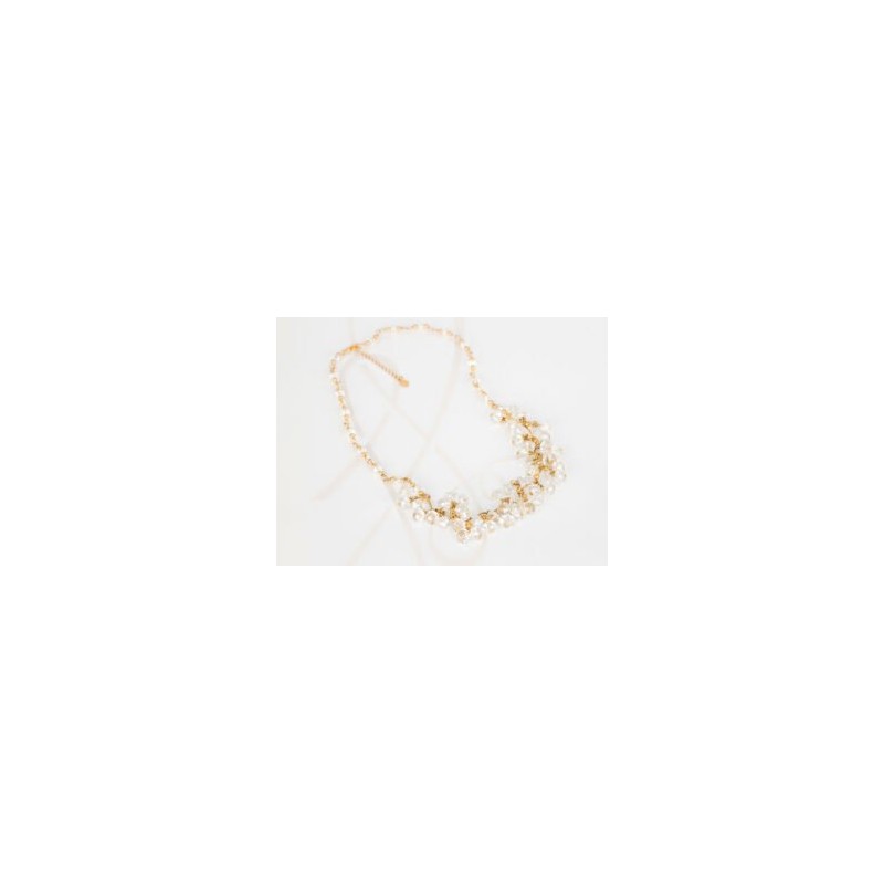 COLLAR SIN DIJE ORO LAMINADO PACHON BOLITAS CRISTAL