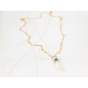 COLLAR SIN DIJE ORO LAMINADO POMPON ZIRCONIA PERLA