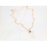 COLLAR SIN DIJE ORO LAMINADO POMPON ZIRCONIA PERLA