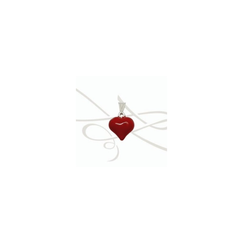 DIJE CORAZON ROJO PLATA
