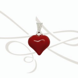 DIJE CORAZON ROJO PLATA