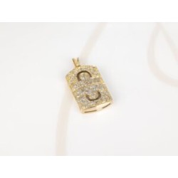 DIJE ORO LAMINADO RECTANGULO CURVO ZIRCONIA