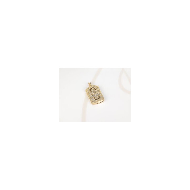 DIJE ORO LAMINADO RECTANGULO CURVO ZIRCONIA