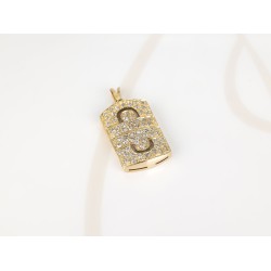 DIJE ORO LAMINADO RECTANGULO CURVO ZIRCONIA