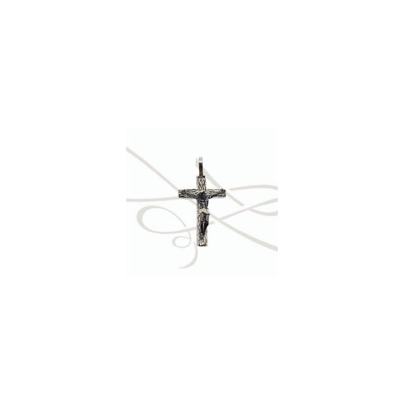 DIJE PLATA CRUCIFIJO BICOLOR RELIEVE