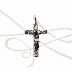 DIJE PLATA CRUCIFIJO BICOLOR RELIEVE