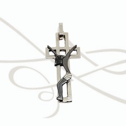 DIJE PLATA CRUZ CRISTO RELIEVE