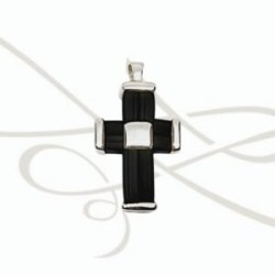 DIJE PLATA CRUZ CUADRO CAUCHO